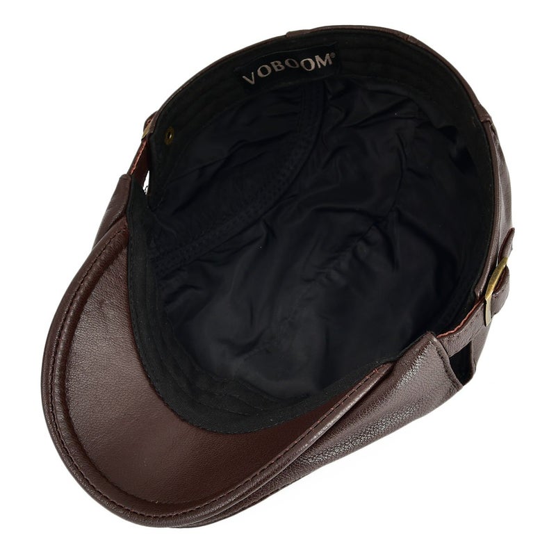 VOBOOM Men Women Adjustable Genuine Leather Ivy Cap Newsboy Hat (Brown) - Image 5
